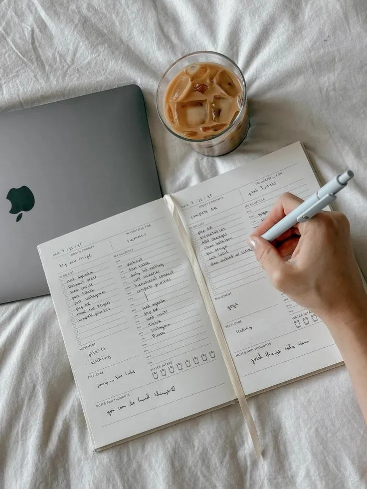 Monthly planner spread with habit columns